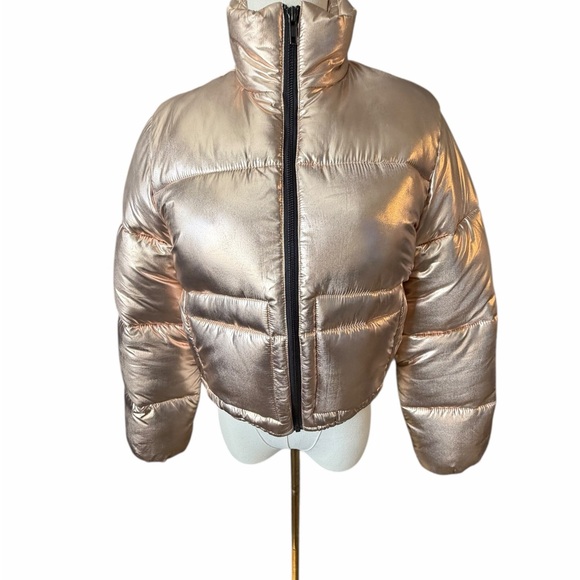 Lovers and Friends Metallic Puffer Jacket Sz XXS - Picture 3 of 14
